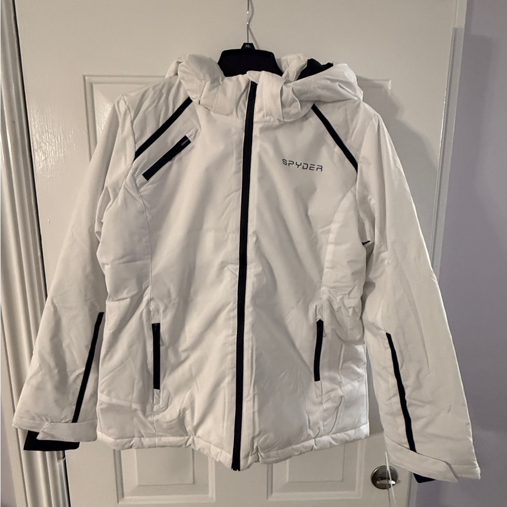 Large Spyder Women's Winter Jacket White with Removable Hood NWT